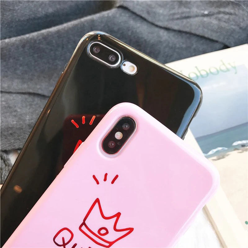 Lovebay Fashion 3D Crown Phone Case For iPhone X XR XS MAX Cover Cases 6 6S 7 8 Plus King Queen Soft TPU Glossy Coque |