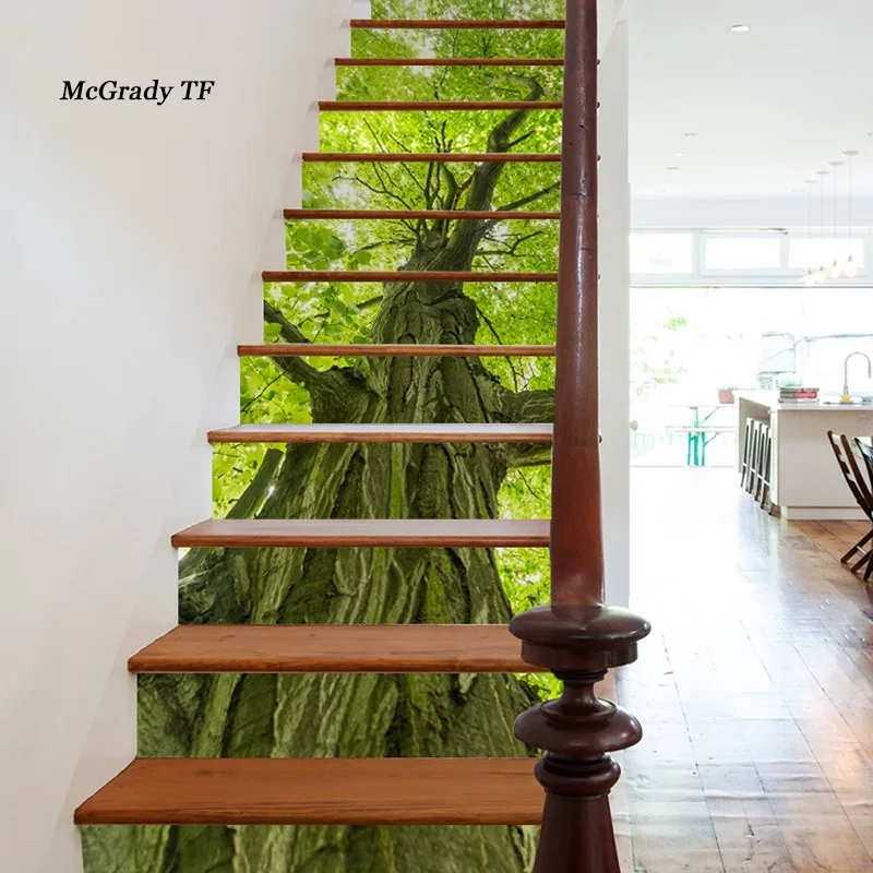 

13pcs/set Tree 3D Stair Stickers Waterproof Self-adhesive Removable Wall Floor Stickers DIY Home Decoraction Decorative Sticker