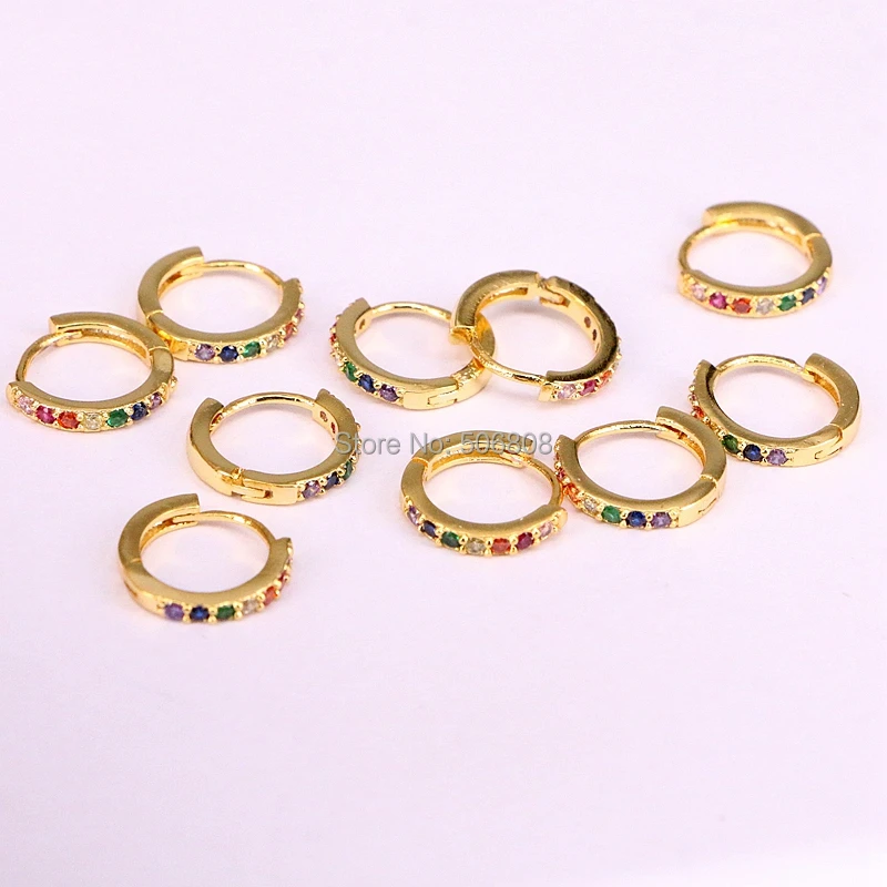 Женские круглые серьги-кольца ZYZ-0078 с разноцветными кристаллами CZ