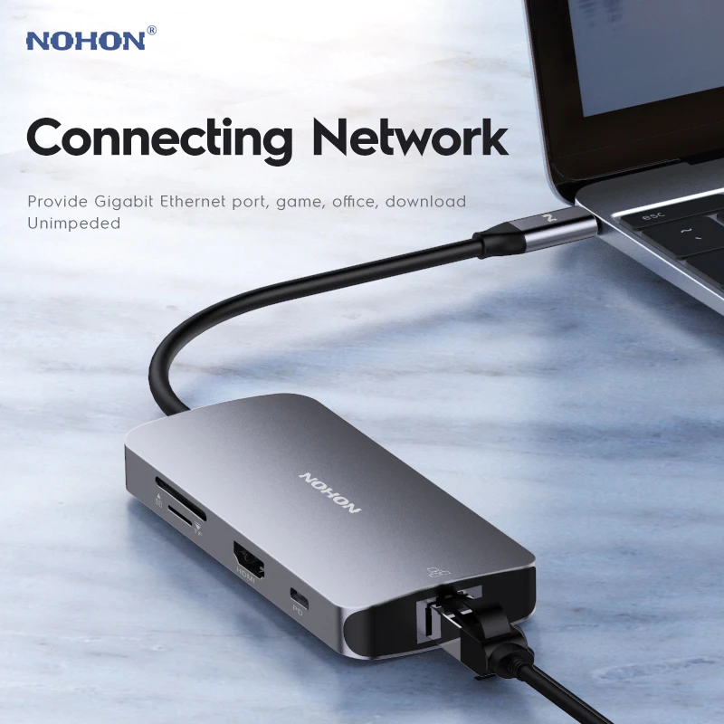Концентратор Nohon USB C для RJ45 TF HDMI Thunderbolt 3 адаптер MacBook Samsung Galaxy S9 Huawei P20 Mate 20 Pro Type PD 0