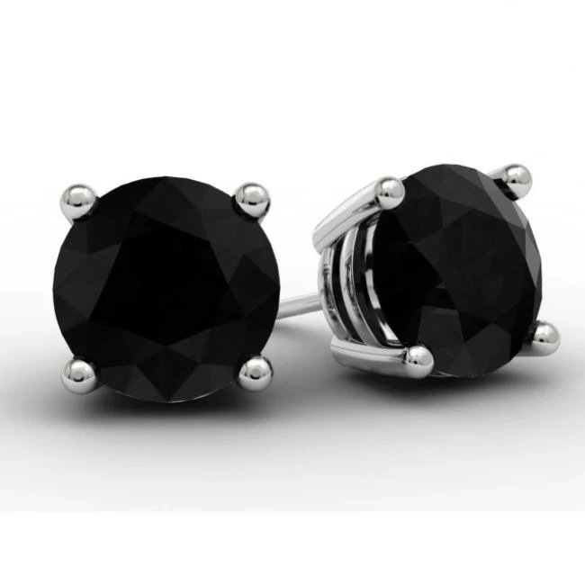 4 Ct Round Black Simulated Diamond 4-Prongs 14K White Gold Over Stud Earrings | Украшения и аксессуары