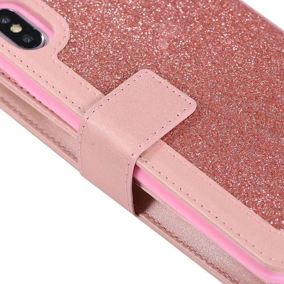 KISSCASE Glittering PU Leather Case For iPhone XS MAX XR X Rhinestone Luxury Wallet Cover 5s SE 6S 7 8 Plus Fundas |