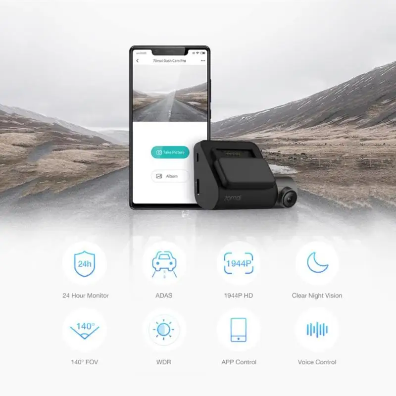 Видеорегистратор Xiaomi 70mai 1944P GPS ADAS Wi-Fi камера с голосовым управлением 24 камеры