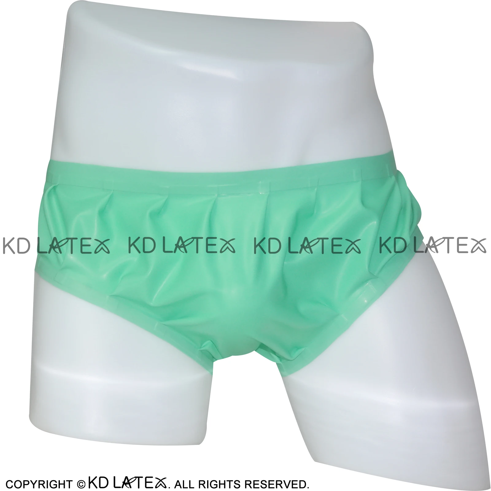 

Jade Green Sexy Latex Panties Loosely Smocking Rubber Shorts Underpants Underwear Plus Size DK-0001