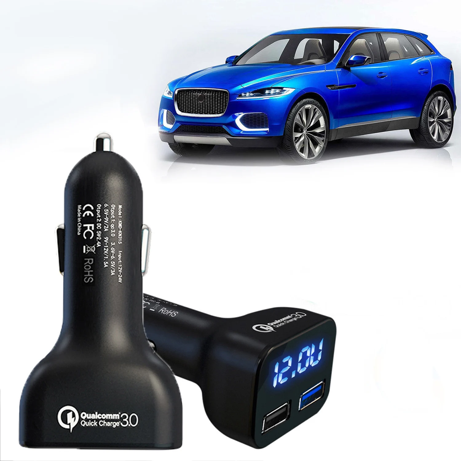 Smart светодио дный Dual USB QC3.0 Qualcomm Quick быстрый автомобиль Зарядное устройство для iphone