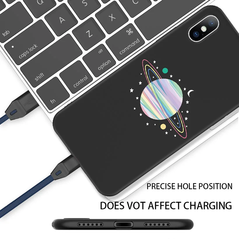 USLION Soft Silicone Phone Case For iPhone 11 Pro Max X XR Xs Cartoon Moon Planet Cover 6 6s 7 8 Plus 5 5s SE |