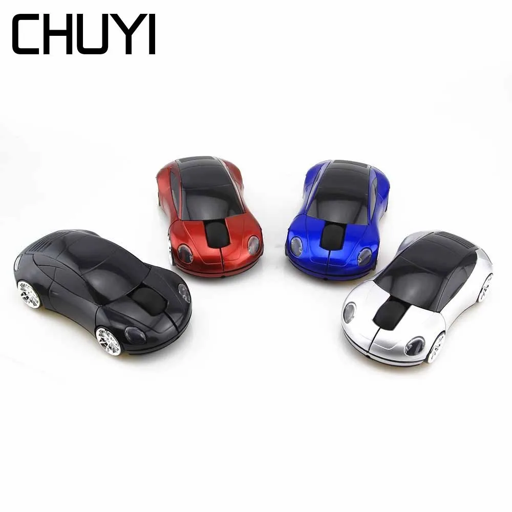 

CHUYI Computer Wireless Mouse Car Shaped Optical 3D Mini Mause 1600 DPI 2.4Ghz USB Red Color Gaming Mice For PC Laptop Desktop