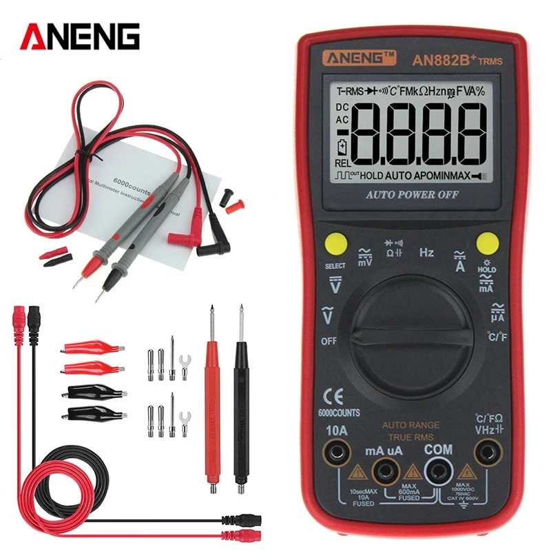 Цифровой мультиметр ANENG AN882B + True RMS 6000 отсчетов измеритель температуры и