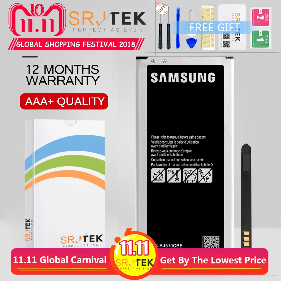 Srjtek для samsung GALAXY J5 2016 Батарея инструменты EB BJ510CBE BJ510CBC 3100 мАч j510 батареи J510FN J510F
