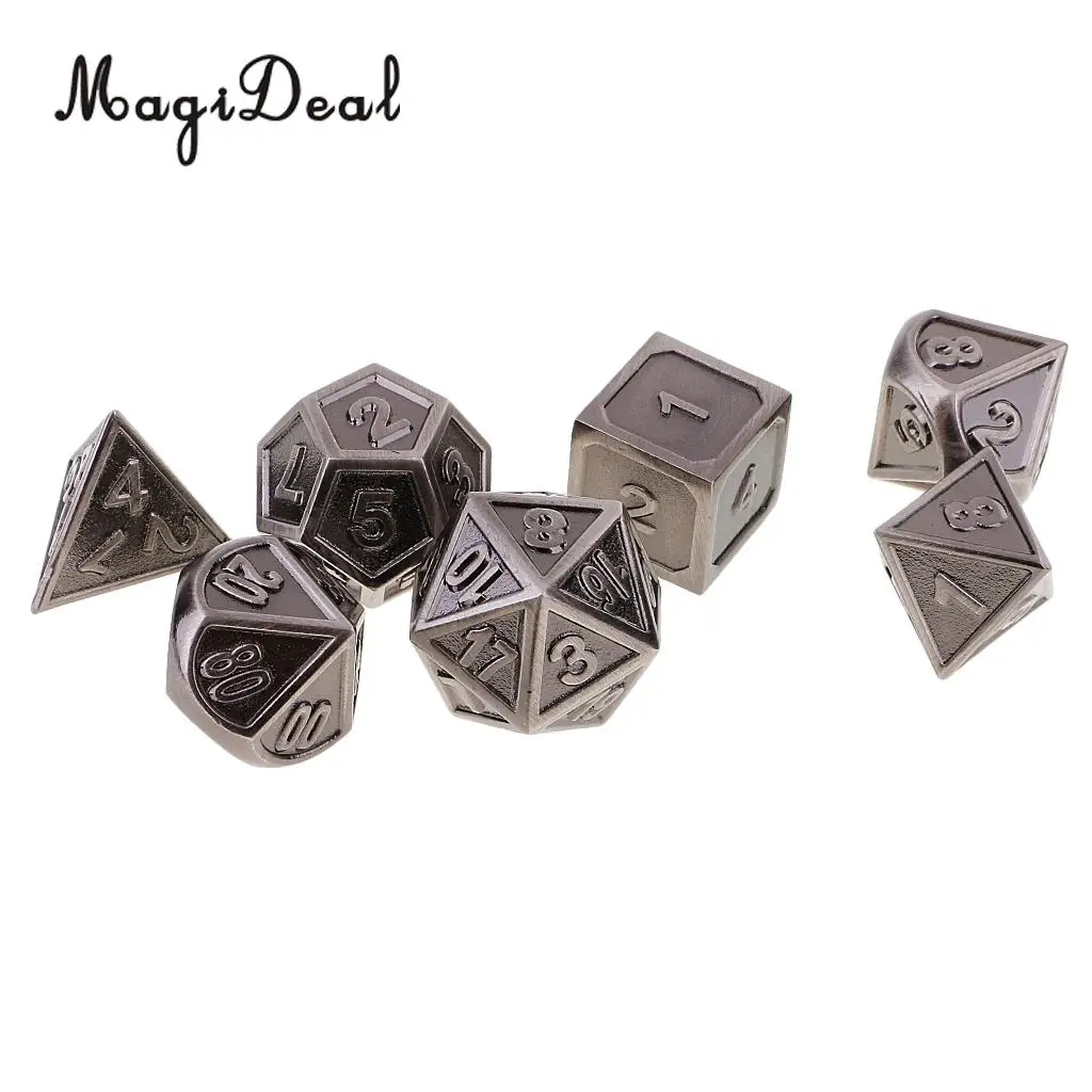 MagiDeal High Qaulity цинковый сплав мульти сторонний кубики 7 игральные кости набор для D &