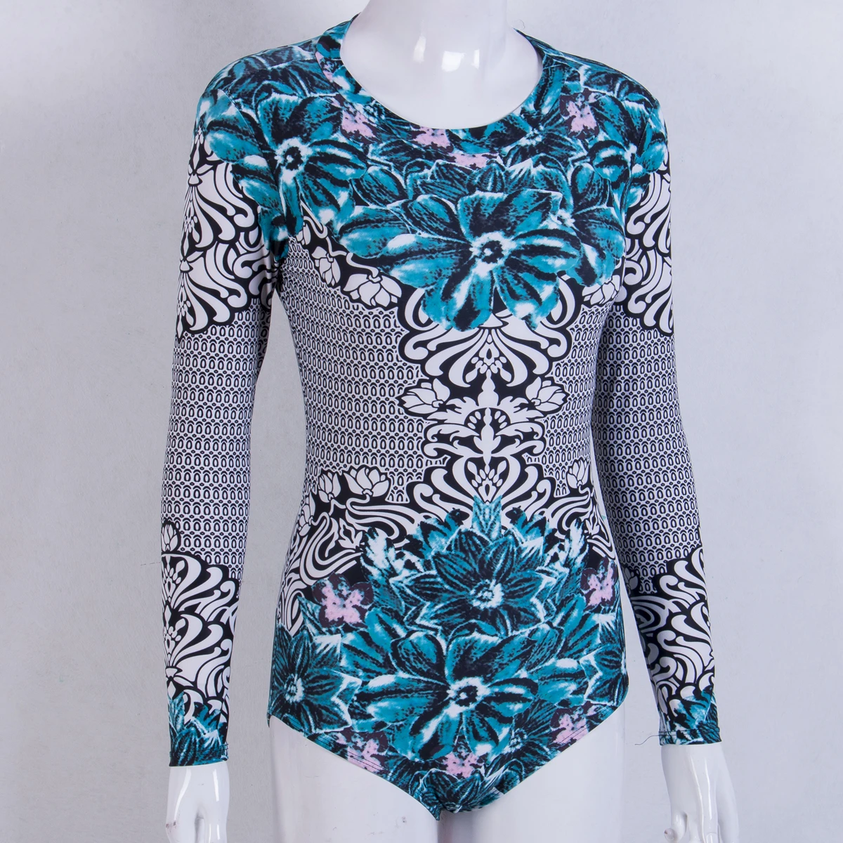 Женский купальник-бикини с принтом и длинным рукавом монокини купальник