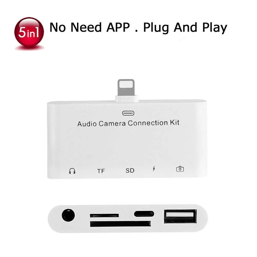 5 в 1 8-контактный адаптер для SD камеры USB OTG 3 мм аудио разъем TF Micro-Reader комплект