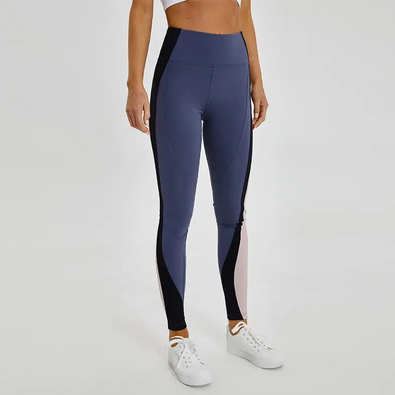 

LU-33 High Waist Women Splice Yoga Pants Sports Gym Wear Leggings Elastic Fitness Lady Overall Full Tights Workout