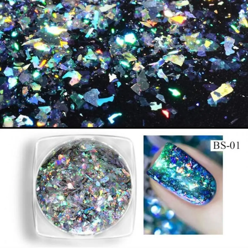 Beautiful Laser Sequins Nail Glitter Beauty China Plastic 30g Home Travel etc. Shiny Art Powder | Красота и здоровье
