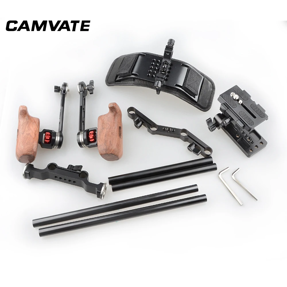 Cammate DSLR Камера Наплечная установка комплект накладки деревянная рукоятка кронштейн ARRI Rosette Rod ER145