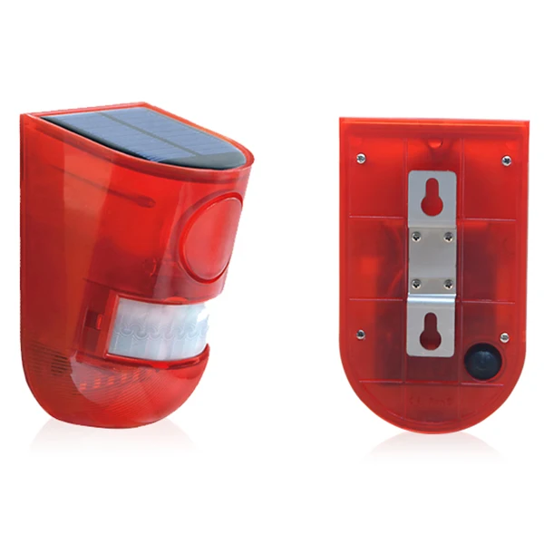 Солнечная сигнальная лампа 110 дБ предупреждающий звук 6led красный свет IP65
