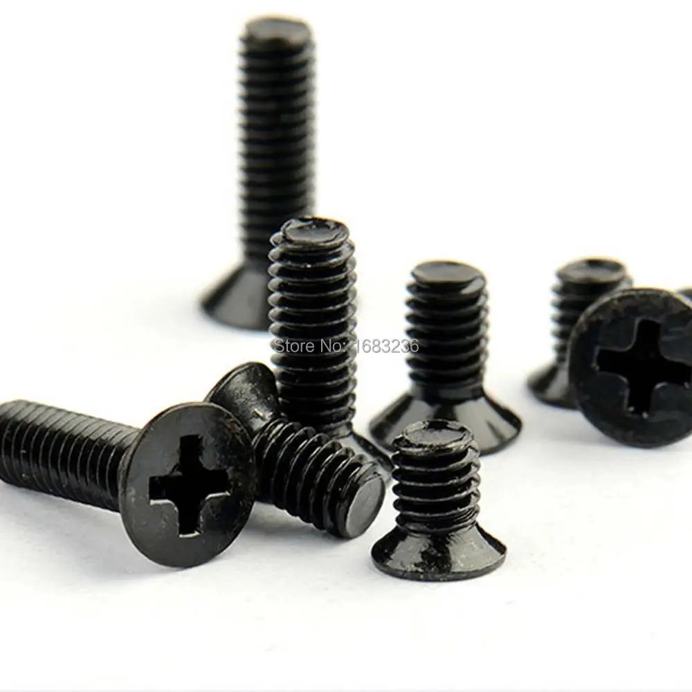 50 шт. M1 M1.2 M1.4 M1.6 M2 M2.5 M3 M4 Mini Micro Tiny Small Black 304 из нержавеющей Стали Phillips с плоским