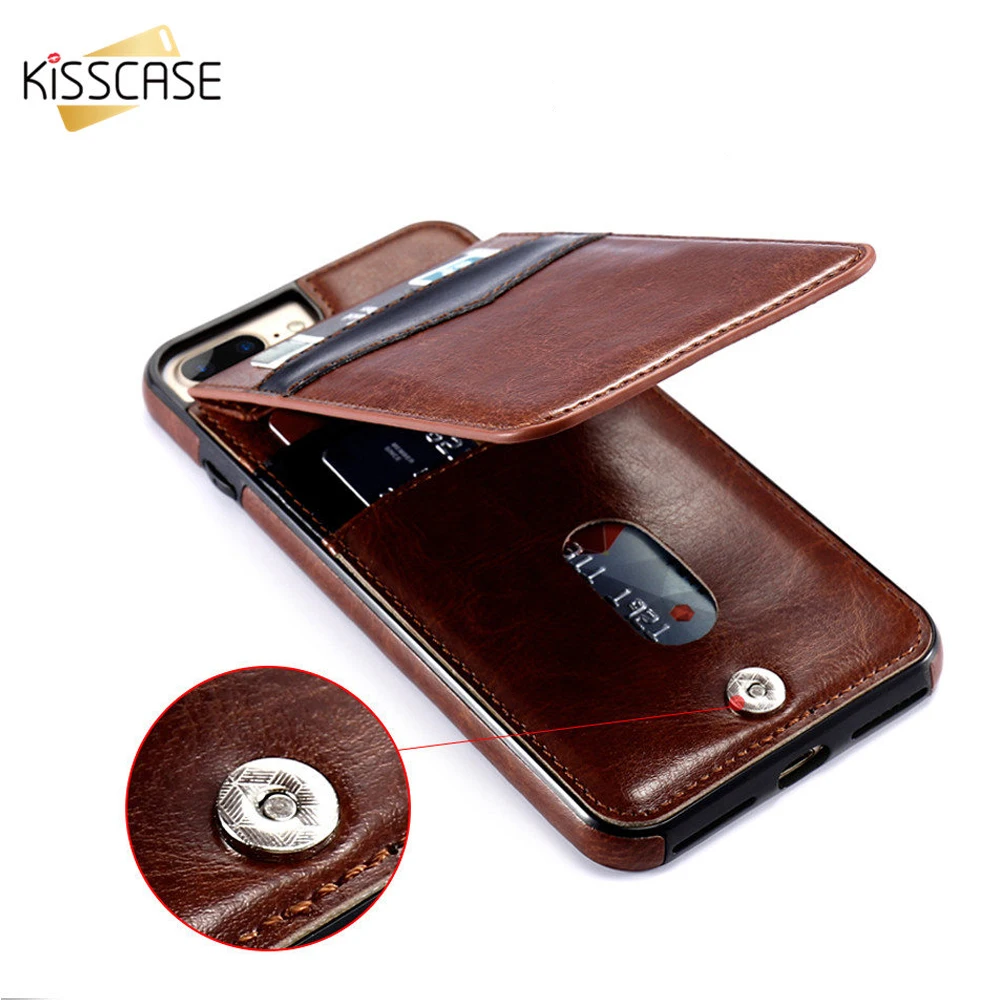 Кожаный чехол KISSCASE для iPhone X 8 7 6S 6 Plus с отделением карт чехлы телефонов XS Max XR ретро