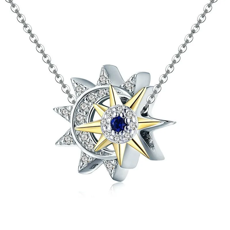 Подлинные блестящие серебряные бусины-подвески в виде Солнца и Луны подходят для