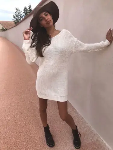 Oversized Women Long Sleeve Knit Cardigan Sweaters Sexy V Neck Backless Loose Casual Sweater Dress | Женская одежда