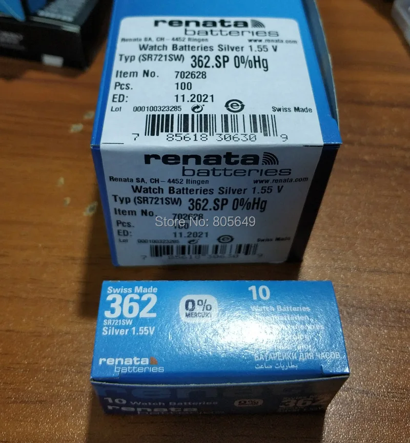 10xrenata батарея для часов с оксидом серебра 362 SR721SW 721 1 55 V 100% оригинальный бренд renata |