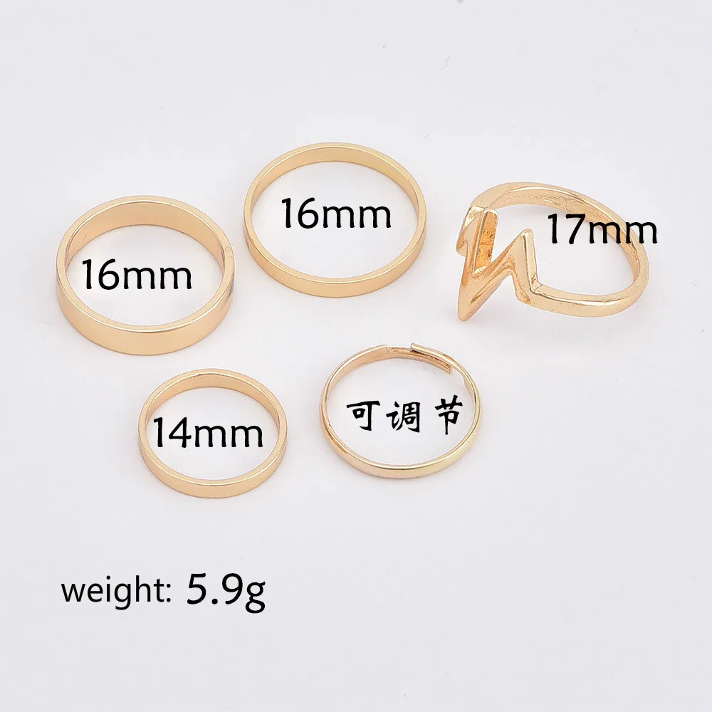 5 pieces/set of fashionable European American and Korean version the new lightning electrocardiogram womens ring jewelry | Украшения и