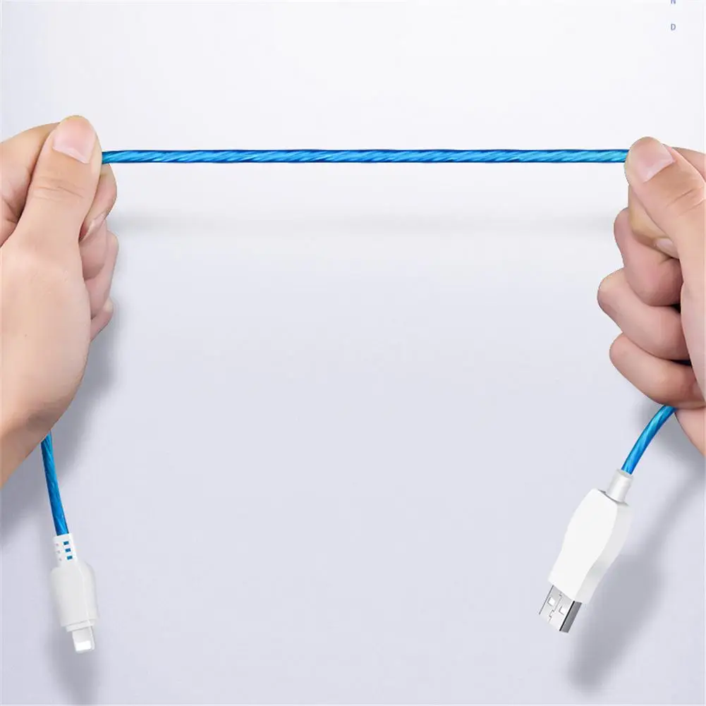 1M Streamer Data Wire Flowing LED Light 2.1A Fast Charge Cable Suitable For IPhone Android Type-C High Quality 4 Colors New | Электроника