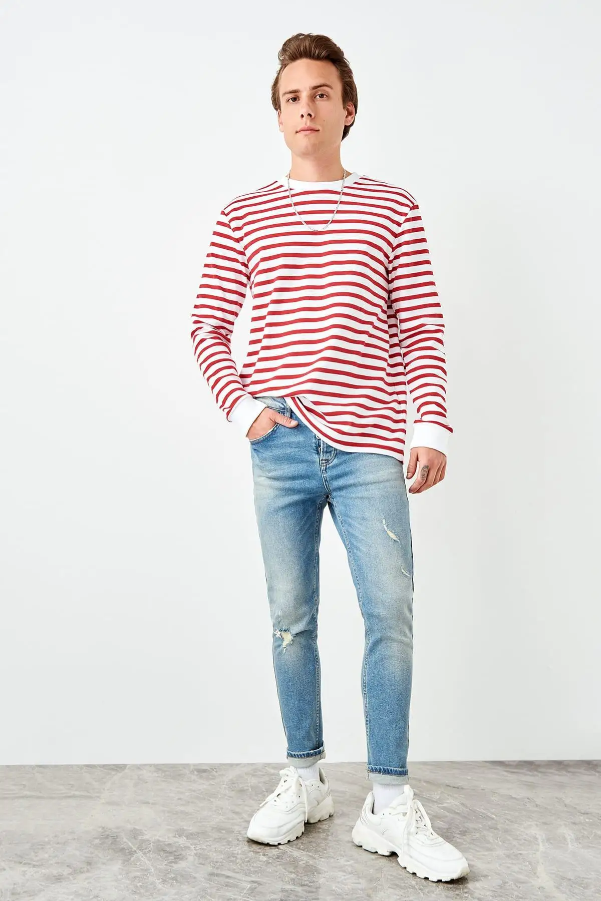 Trendyol синие мужские джинсы-скинни с принтом destorroylu TMNSS19TS0013 |