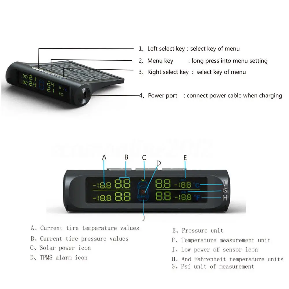 433 92 МГц Автомобильный Солнечный USB шин Давление монитор TPMS тестер Встроенный