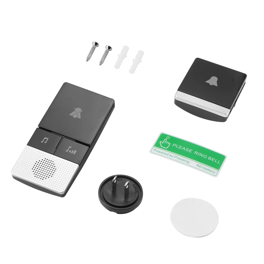 Wireless Waterproof Doorbell 1 Button 2 Receiver 100M Remote Control Smart Cordless Home door bell 38 chime EU US UK Plug | Обустройство