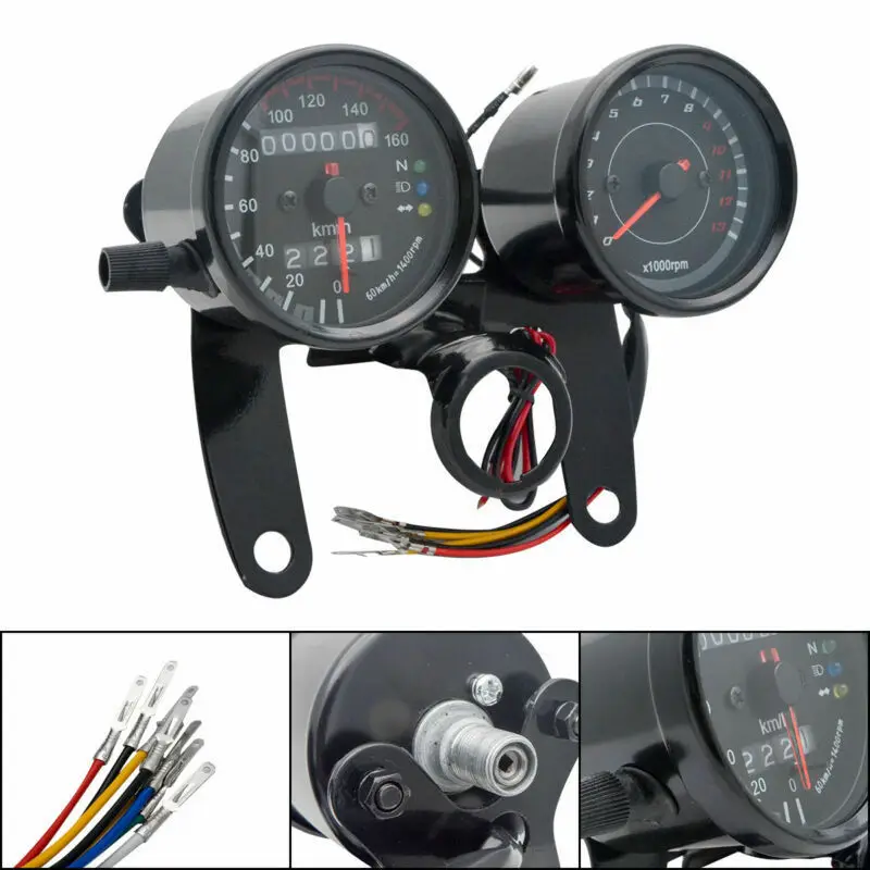 12V Motorcycle Speedometer Tachometer Dual Gauge Kit Fit for All Tradition Equipment Accessories | Автомобили и мотоциклы