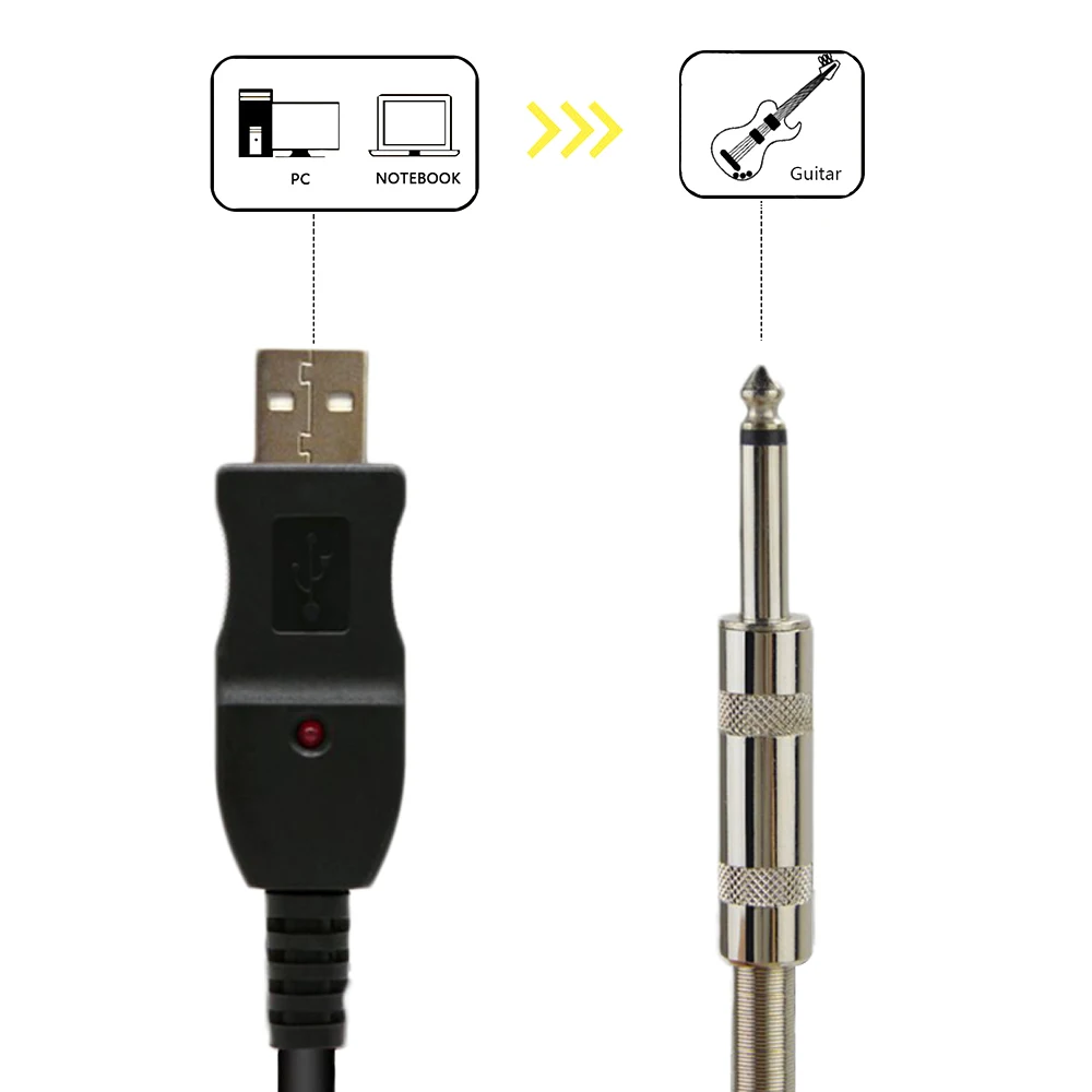 Кабель для электрогитары 3 м студийный аудиокабель 6 35 мм USB интерфейс адаптер
