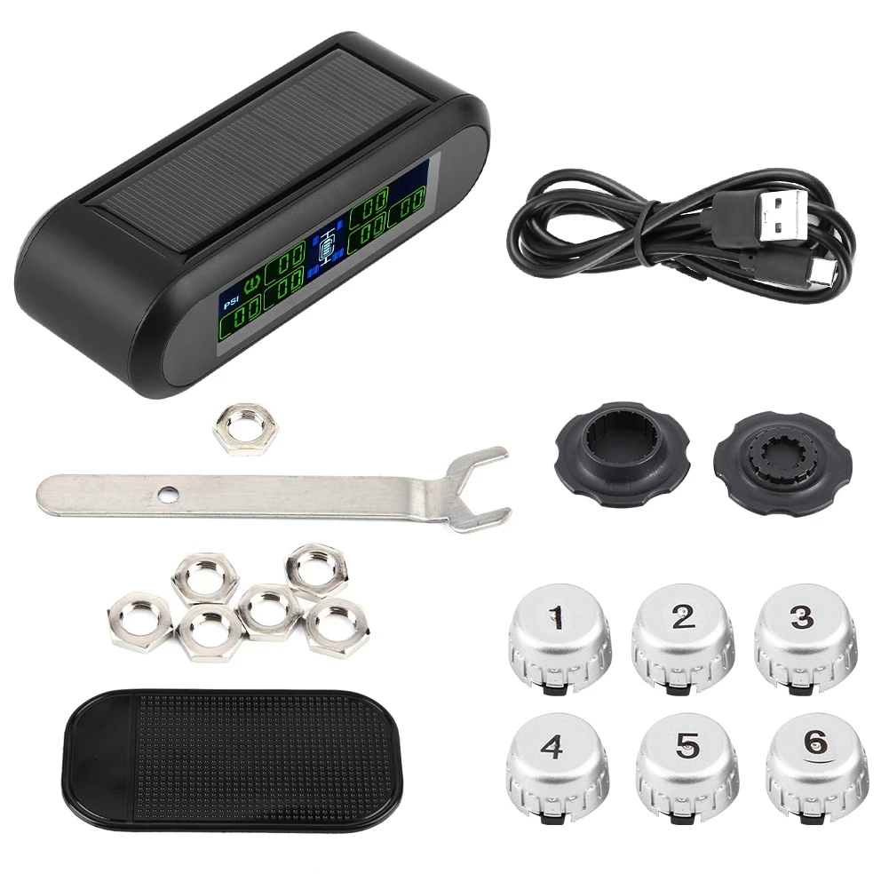 1 комплект беспроводная Солнечная TPMS система контроля давления в шинах ЖК