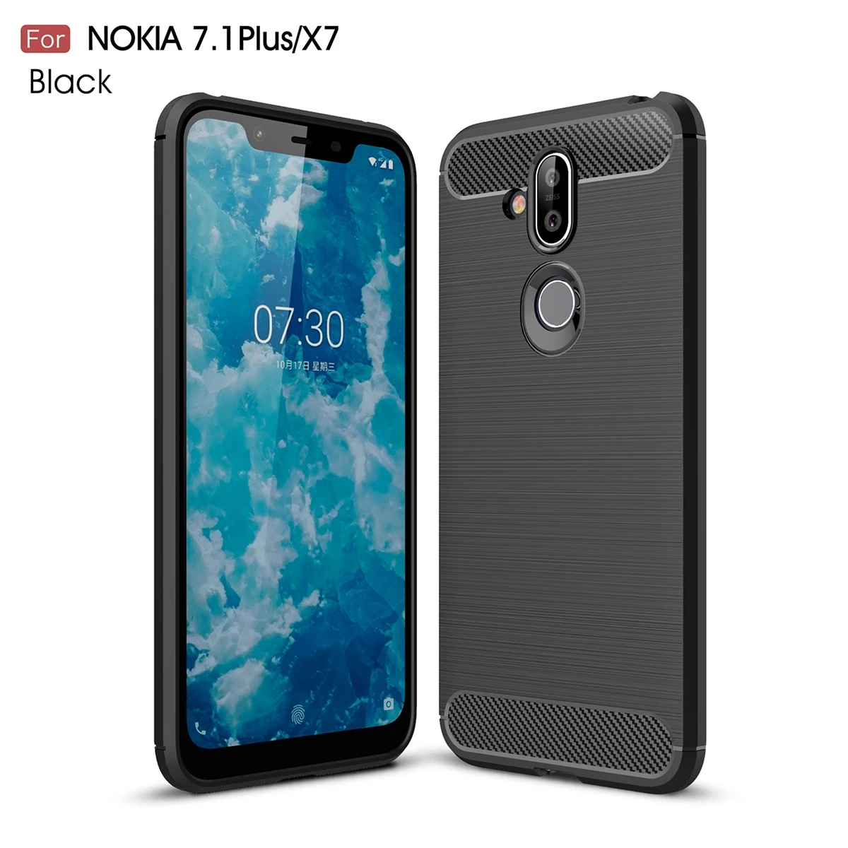 CASEWIN For Nokia 8.1 7.1 Plus (Nokia X7) Back Case Slim Carbon Fiber Phone Anti-Scratch Protective Cover |
