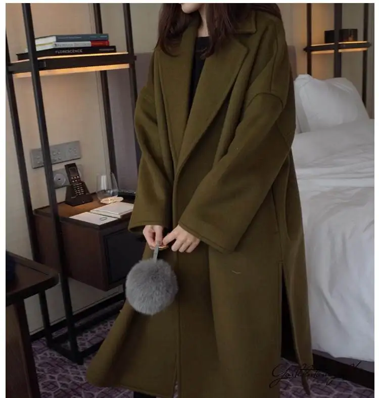 Женское осенне-зимнее пальто U-SWEAR повседневное однотонное тонкое шерстяное