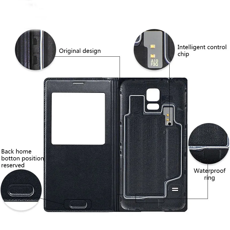 Для samsung Galaxy S5 Чехол с откидной крышкой S View Кожаный противоударный Роскошный 360