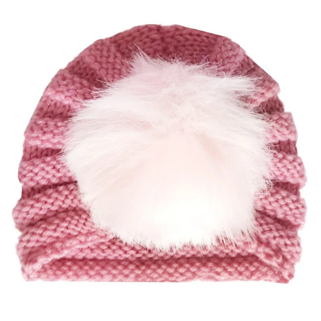 2019 Fashion Kids Baby Boys Girls Warm Winter Knit Beanie Artificial Fur Cute Comfort Pom Bobble Hat Cap | Детская одежда и обувь
