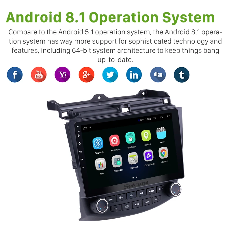 Seicane 10 1 дюймов Android 8 для 2003 2004 2005 2006 2007 Honda Accord 7 автомобиль gps навигации радио плеер
