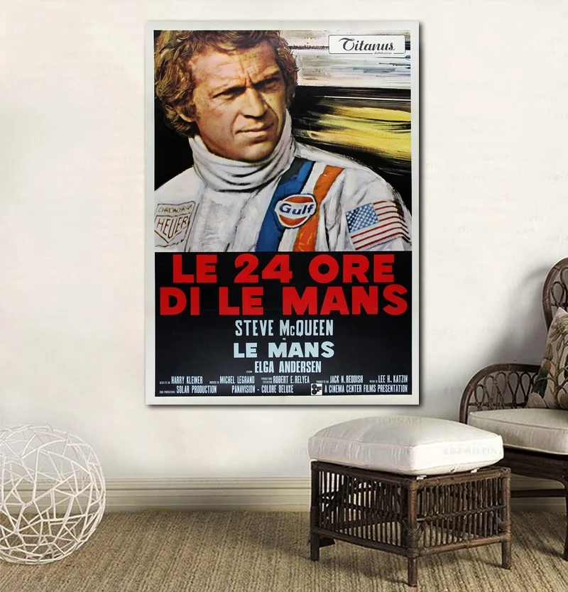 Винтажный постер из фильма Le Mans Картина на холсте домашний декор настенные