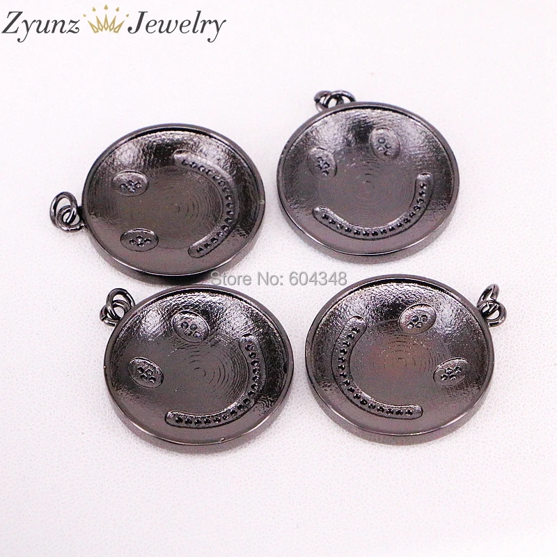 

5 Strands ZYZ320-7035 Pave Cubic Zirconia Round Smile Pendant Necklace, Mix Colors Enamel Smile Pendant Necklace Chain