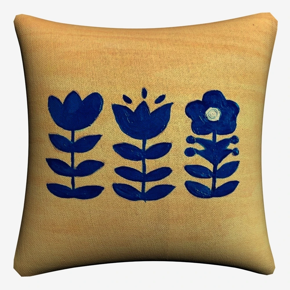 Simple Blue Horse Little Flowers Art Decorative Pillow Cover For Sofa Home Decor Linen Cushion Case 45x45cm Throw Cases | Дом и сад