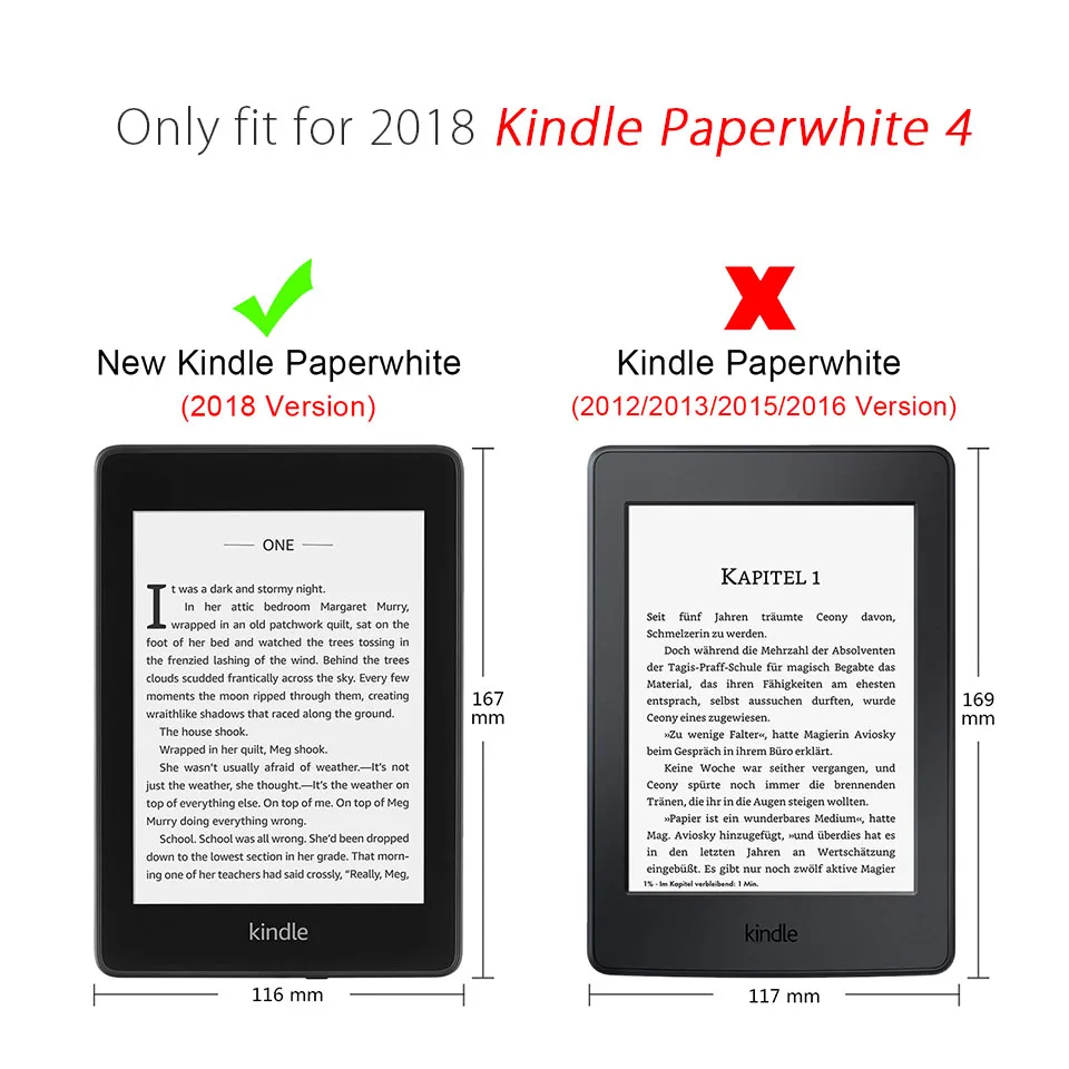 Ультратонкий защитный чехол из искусственной кожи для Amazon 2018 Новый Kindle Paperwhite 4