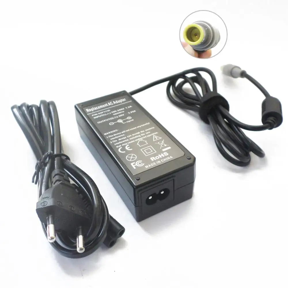 

Battery Charger Power Supply Cord For Lenovo ThinkPad T420s T420i T510i SL410k SL510k X60 X61 T60 T61 Z60 Z61 R60 R61 20V 65W
