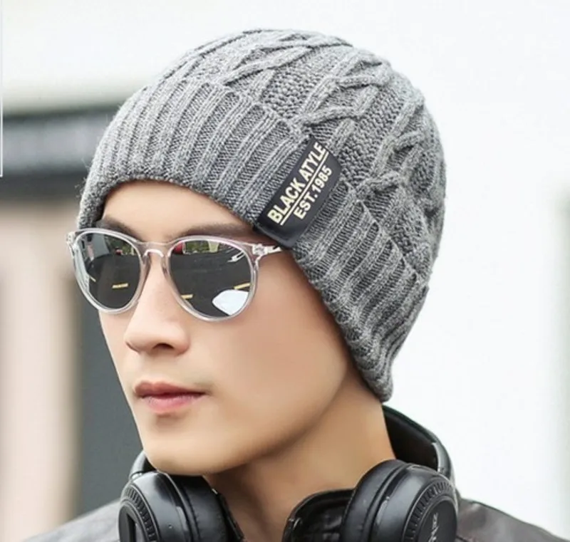 Man Hats Increase Down Wool Autumn And Winter Keep Warm Knitting Fashion Hat | Аксессуары для одежды