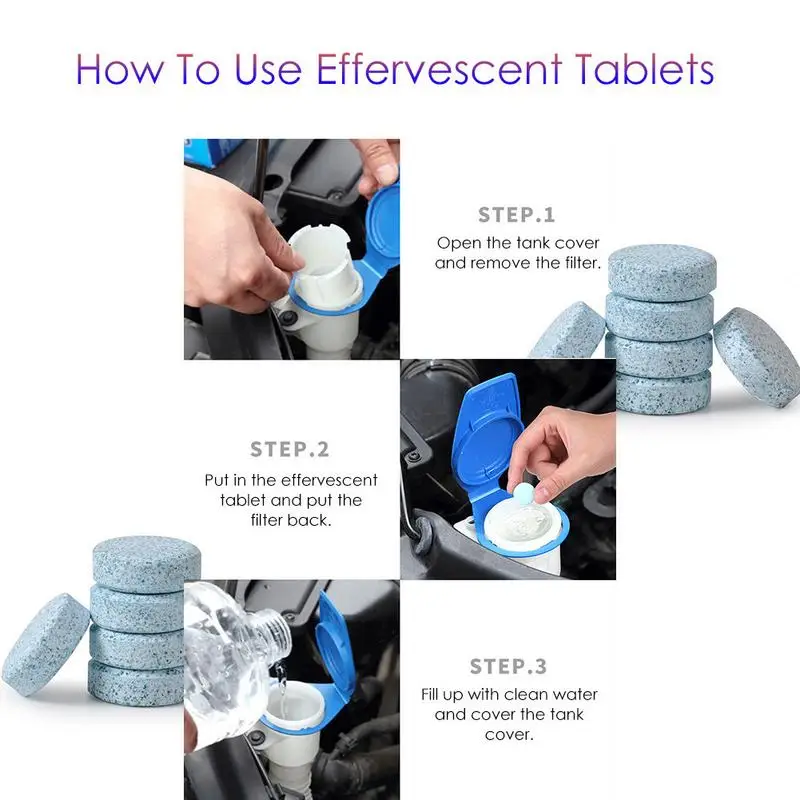 

5Pcs/Pack Car Solid Wiper Cleaner Effervescent Tablet Cleaner Car Auto Window Cleaning Windshield Glass Cleaner