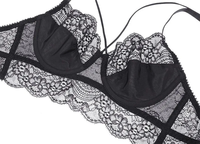Ультратонкий прозрачный кружевной бюстгальтер без подкладки бандажный на