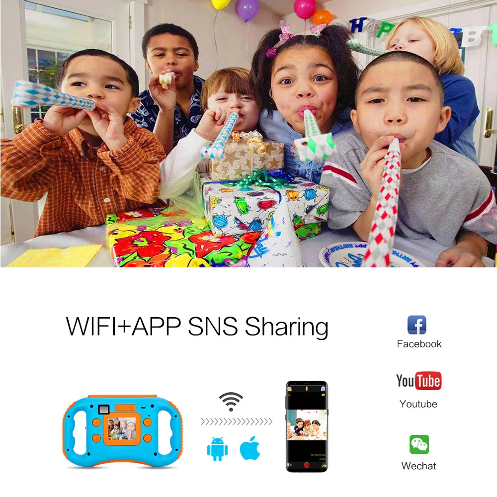 Цифровая Wi Fi камера перезаряжаемая для детей 1 77 дюйма мини записывающая
