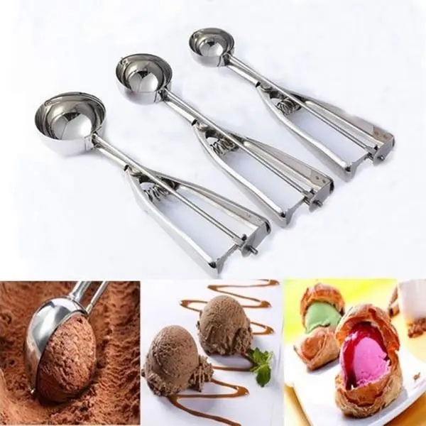 Kitchen Cookie Silver Cream Trigger Melon Steel Bakery Scoop Stainless Ice Scoops etc Ball Shop Release | Дом и сад