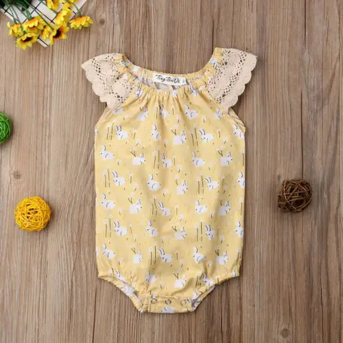 2019 Пасхальный комбинезон для новорожденных милый кружевной в виде кролика