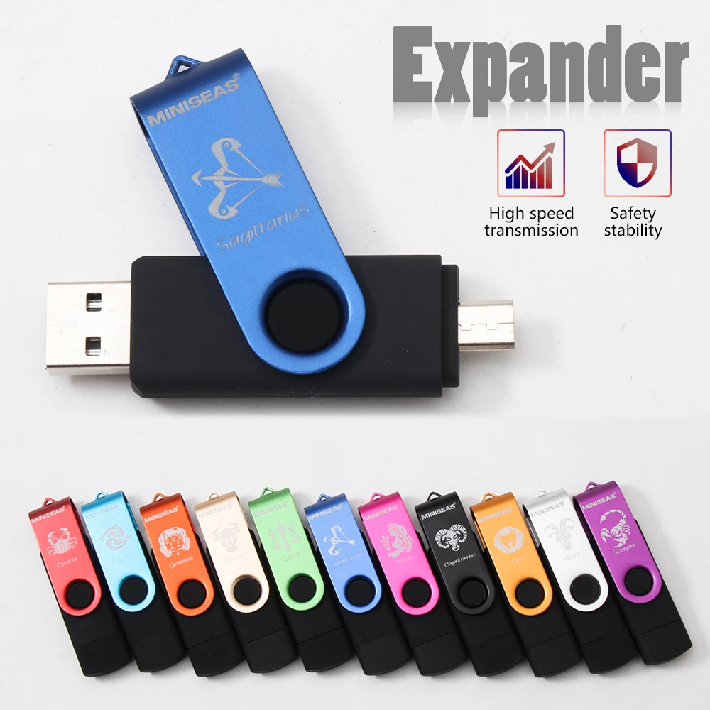 12 constellations Miniseas OTG Usb Flash Drive PenDrive 64GB 32GB Pendrive 16GB 8GB 4GB Memory Stick | Компьютеры и офис